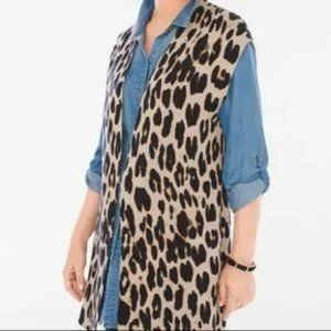 Chico’s NWT Animal PRINT Colorblock Reversible Cardigan Sweater Vest size 3